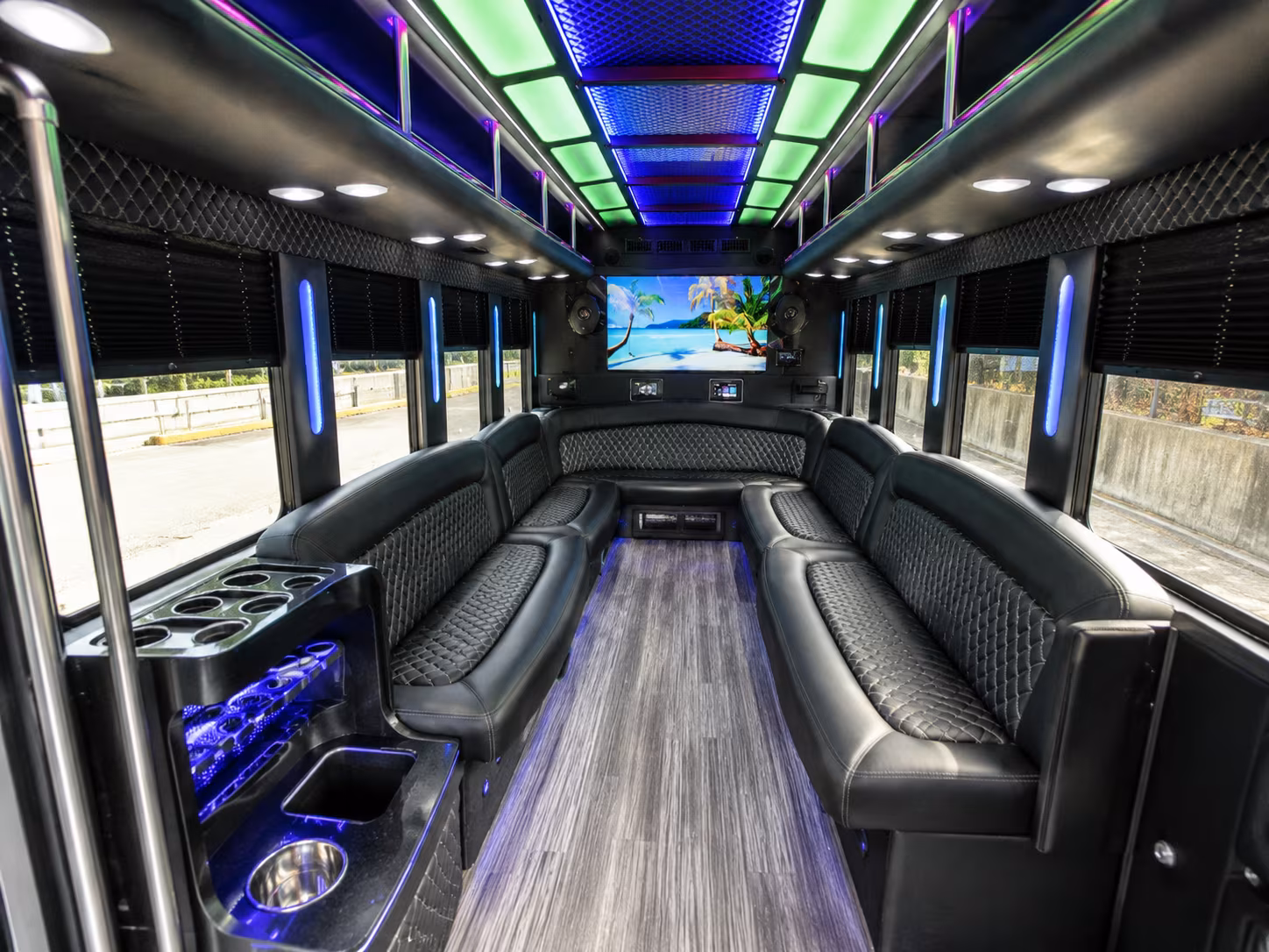 grand rapids 18 passenger party bus inside